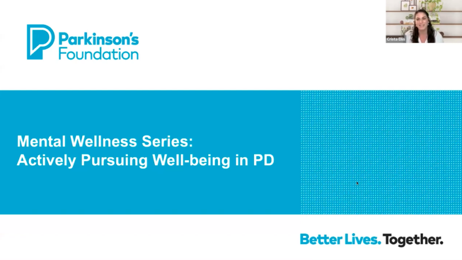 Parkinson's Foundation Actively Pursuing Well-being in PD Webinar