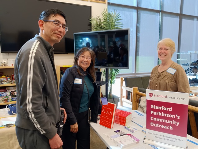 Walter and Karen speaking with Stanford's Denise Dagan at the February 7 event